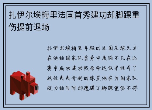 扎伊尔埃梅里法国首秀建功却脚踝重伤提前退场